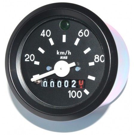 Tachometer mit Beleuchtung und Blinkkontrollleuchte grün, schwarzen Ring - ø 60 mm - 100 km/h - S51, S53, S70