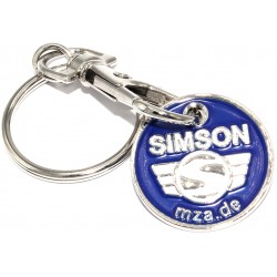 Schlüsselanhänger, Einkaufwagenchip aus Metall mit Logo, beidseitig geprägt - inkl. Ring mit Karabinerhaken