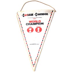 Wimpel MZ Simson Internationale Sechstagefahrt Enduro Weltmeister 1987, ca. 30cm